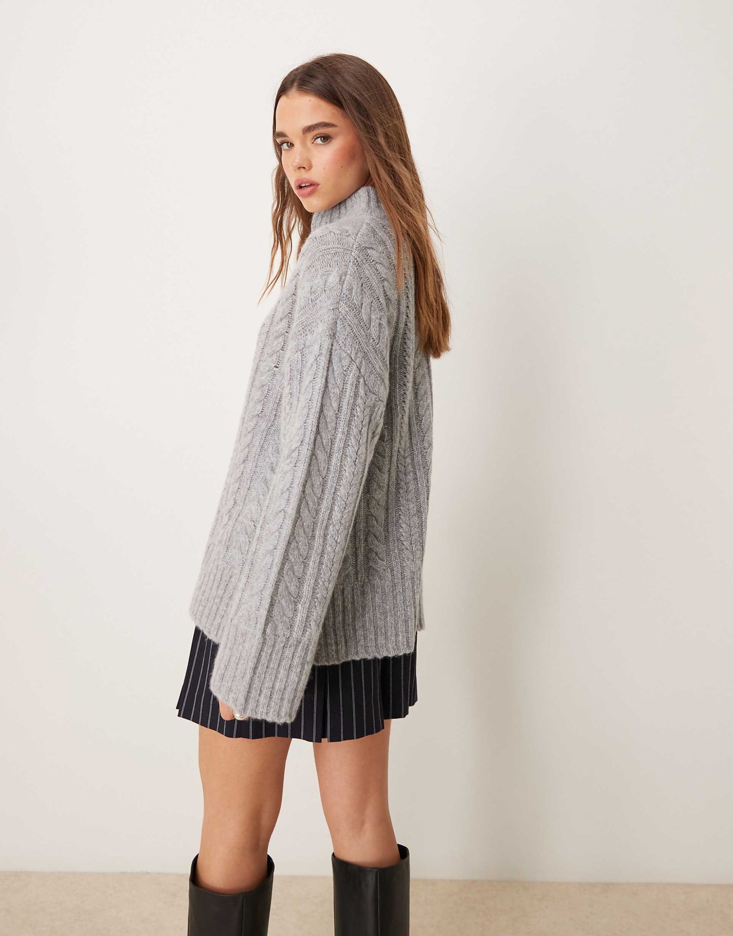 Premium Half Zip Cable Knit Wool Jumper