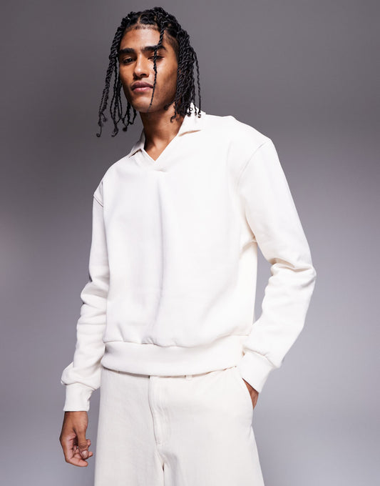 Heavyweight Boxy Oversized Polo Sweatshirt