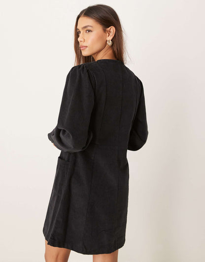 Highgate Cord Mini Dress With Zip Detail