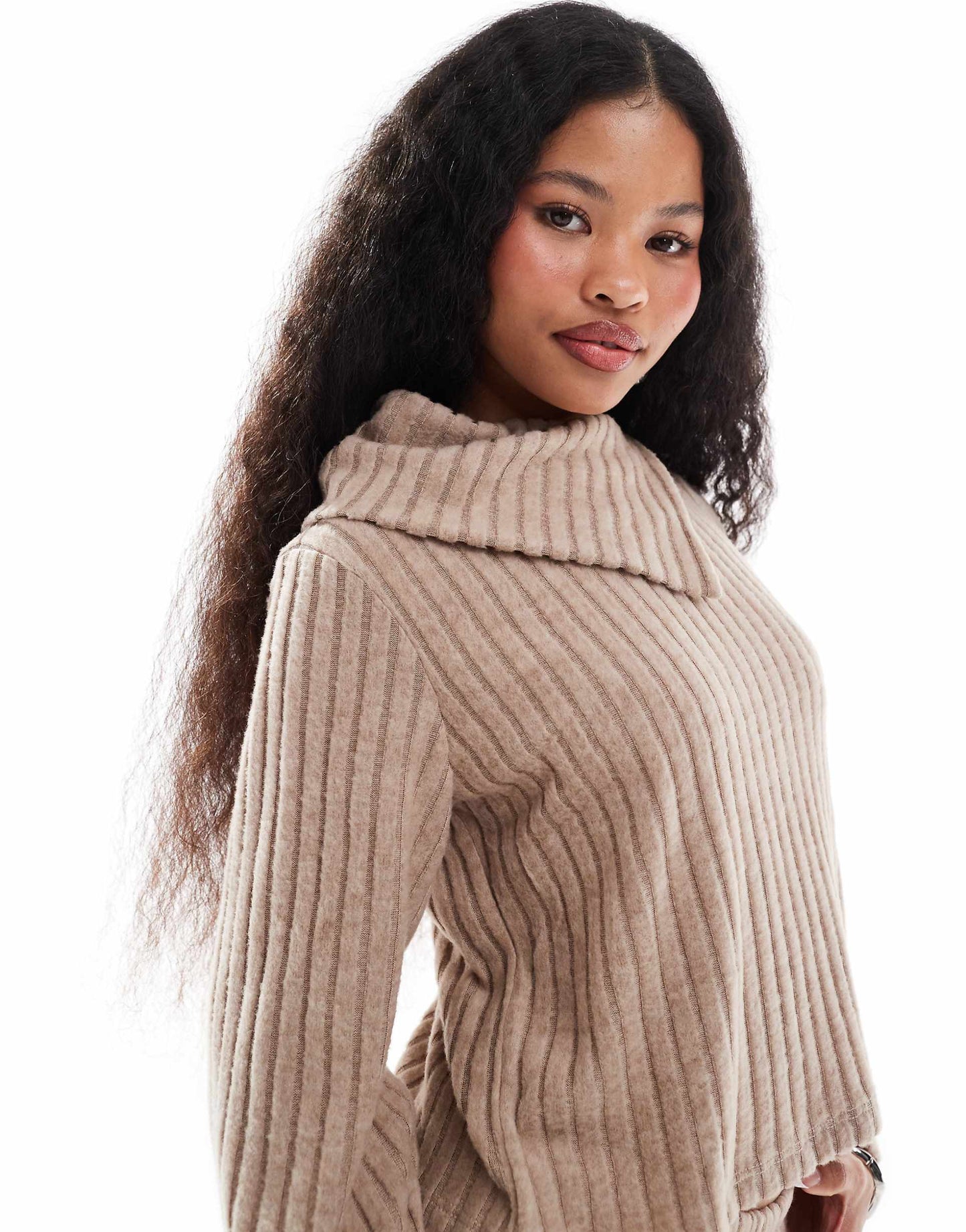 Petite Foldover Ribbed Jersey Top Co-Ord