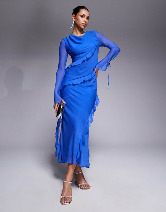 Chiffon Ruffle Maxi Dress