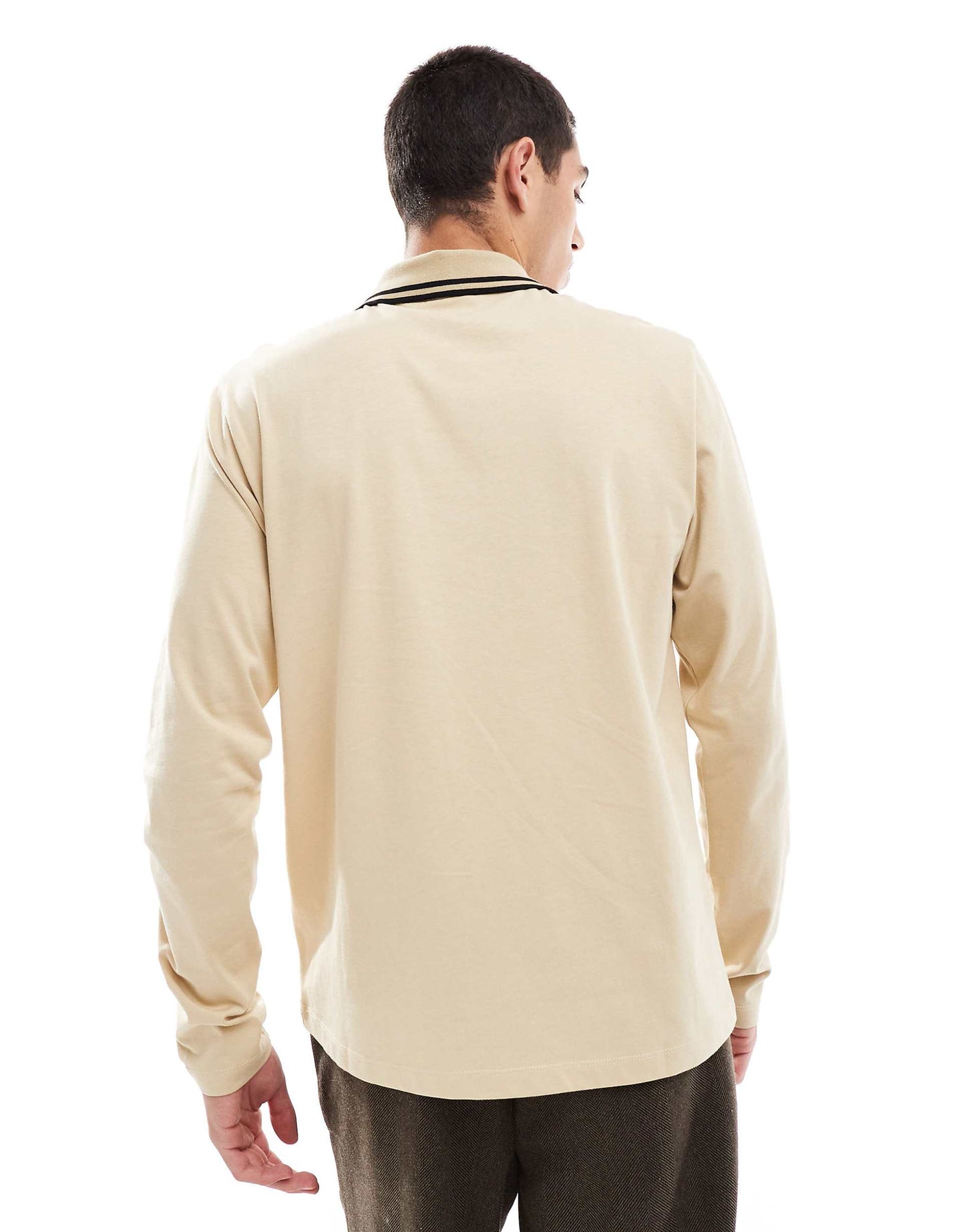 Long Sleeve Polo T-Shirt With Collar Tipping