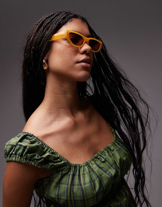 Bali Narrow Angular Cat Eye Sunglasses