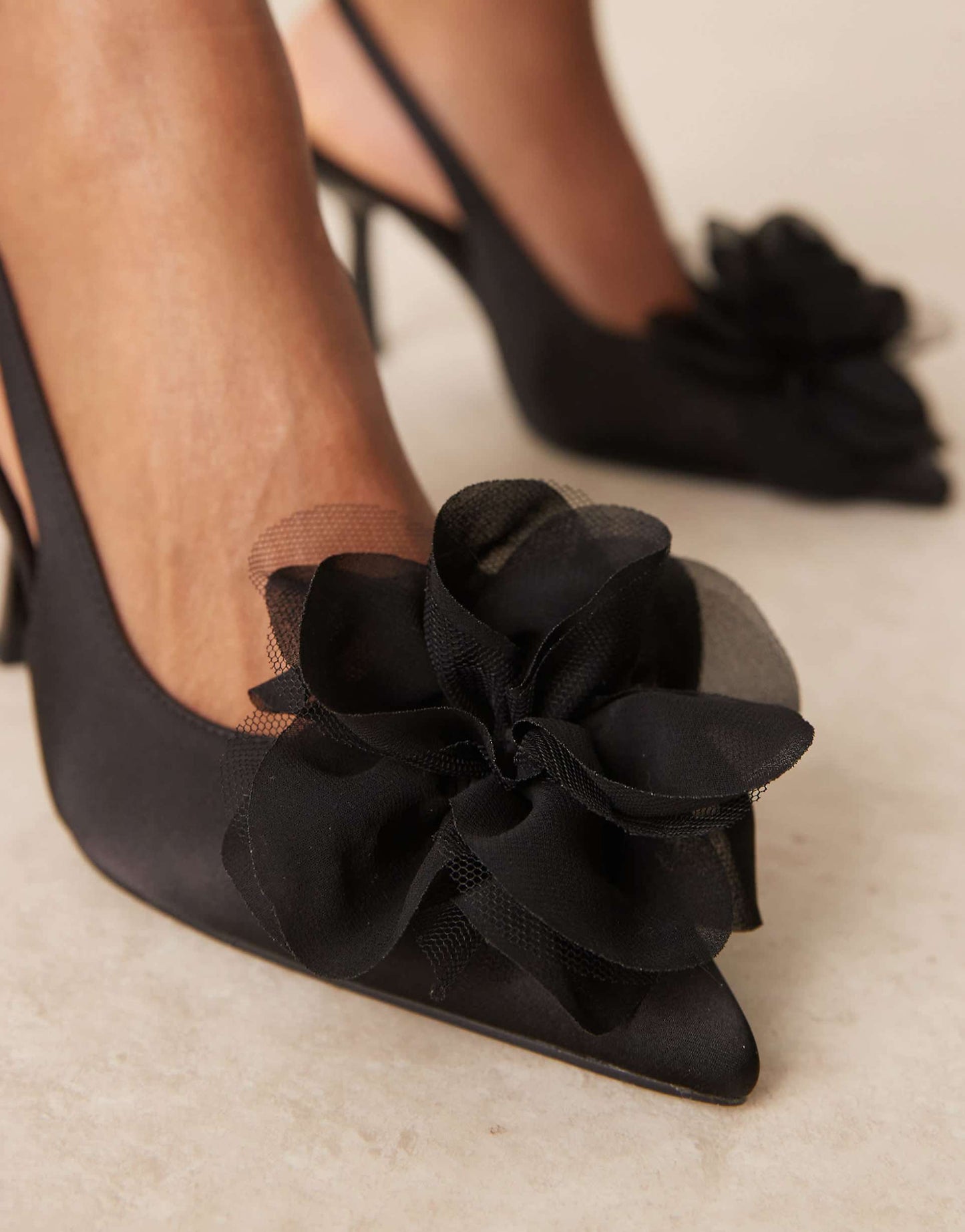 Sunrise Corsage Slingback Mid Heeled Shoes