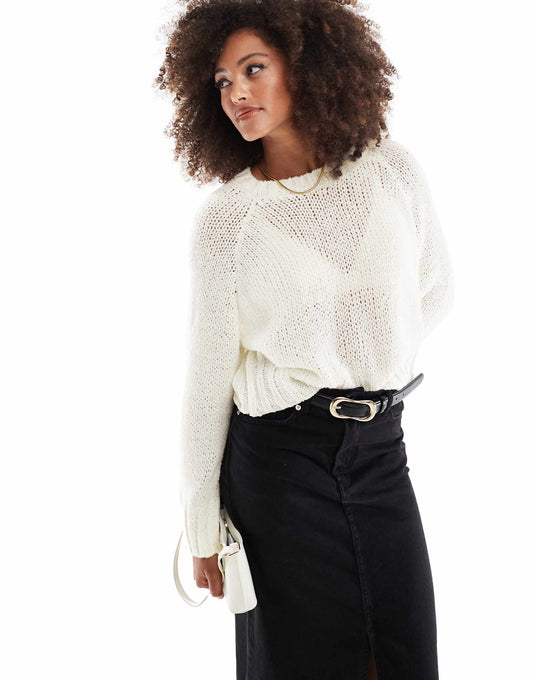 Knitted Crew Neck Loose Knit Jumper