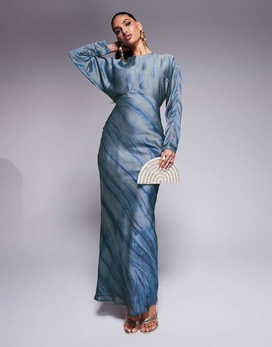 Long Sleeve Batwing Maxi Dress