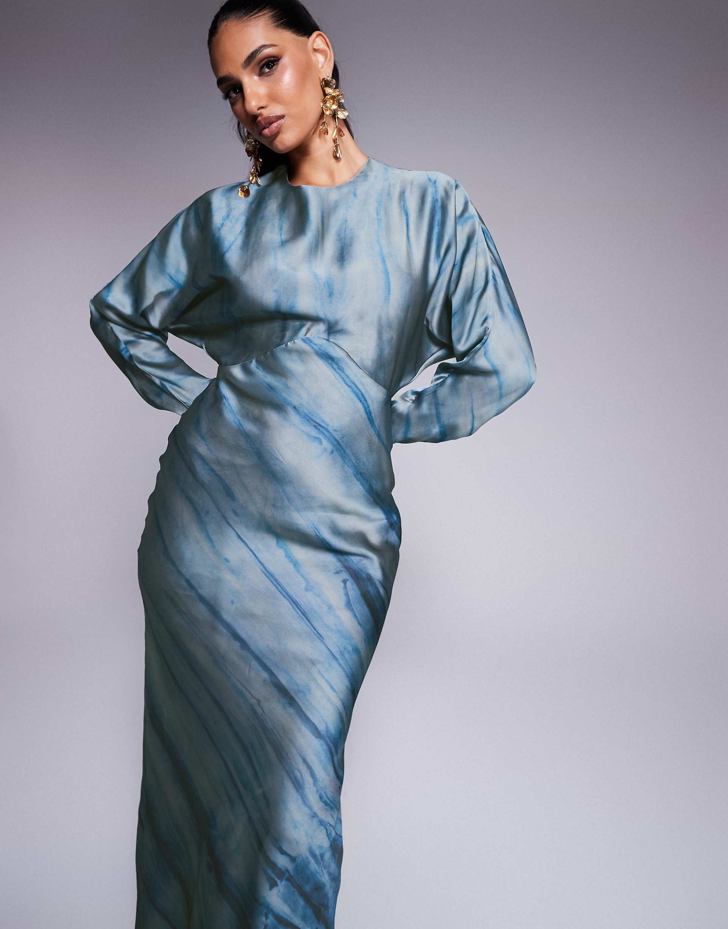 Long Sleeve Batwing Maxi Dress