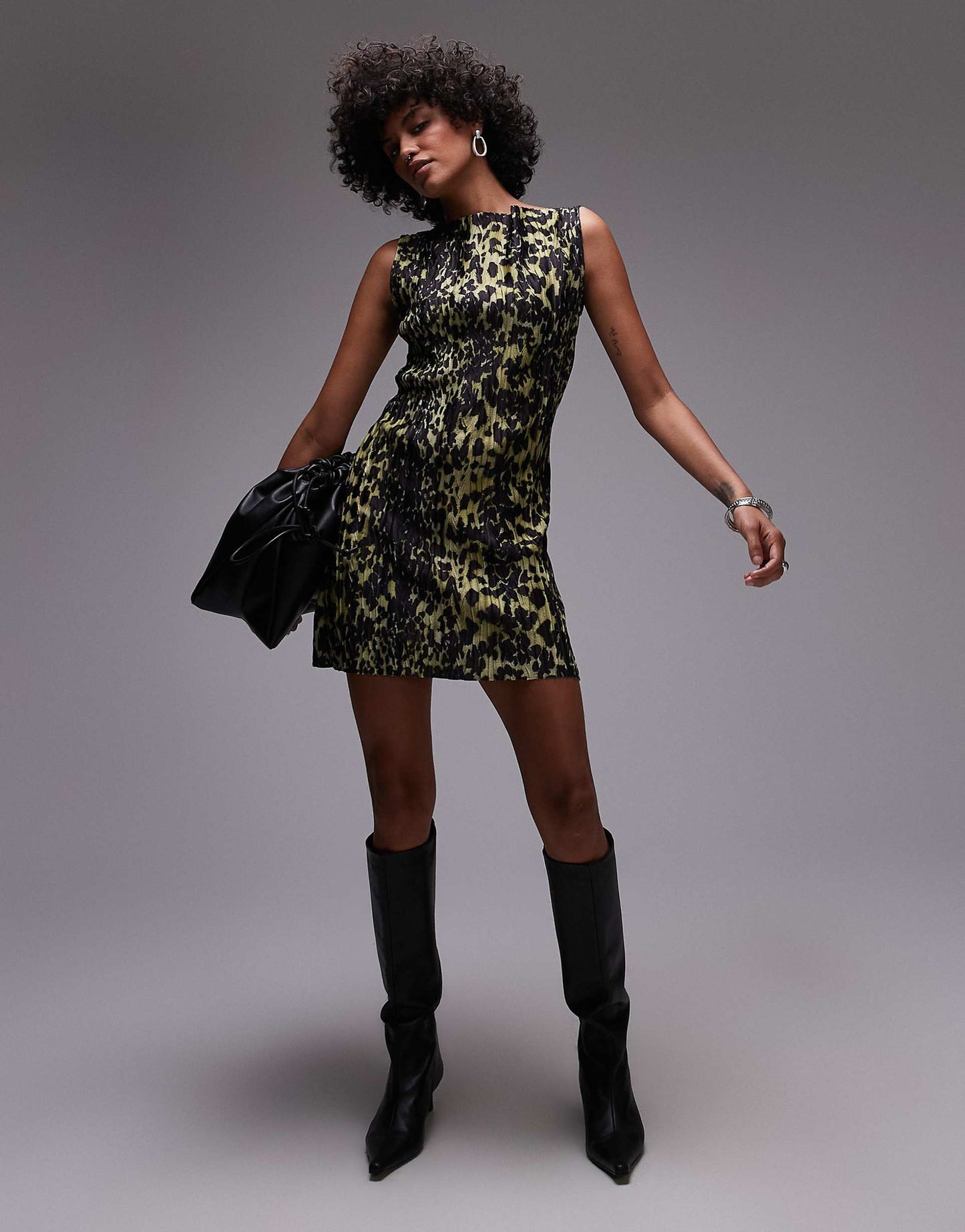 Plisse Print Mini Dress