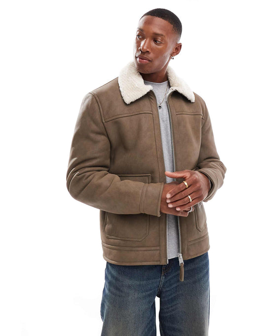 Shearling Nubuck Aviator Jacket