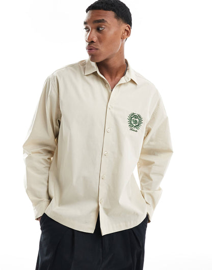 Oversized Boxy Shirt With Embroidery