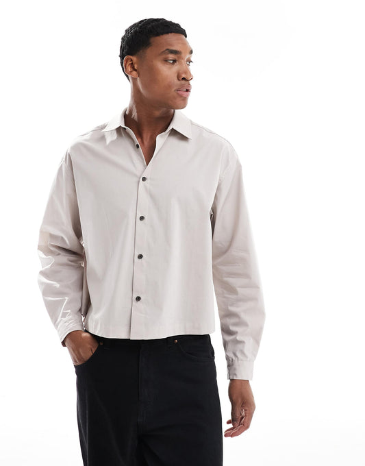 Oversized Cropped Poplin Shirt
