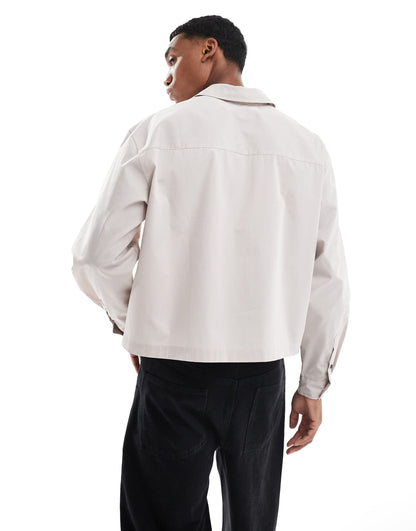 Oversized Cropped Poplin Shirt