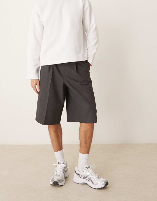 Smart Oversized Bermuda Shorts With Front Pleats