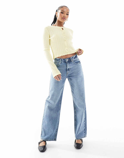 Petite Ella Mid Waist Straight Fit Jeans