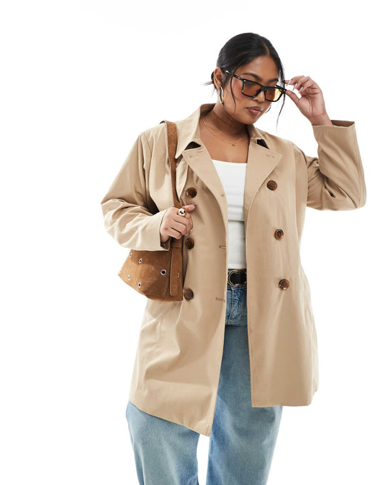 Curve Belted Short Trench Coat