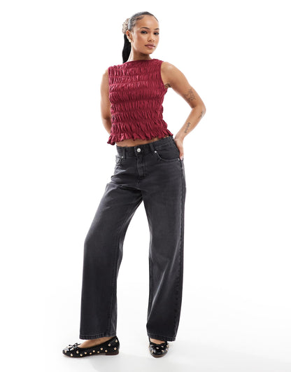 Petite Ella Mid Waist Straight Fit Jeans