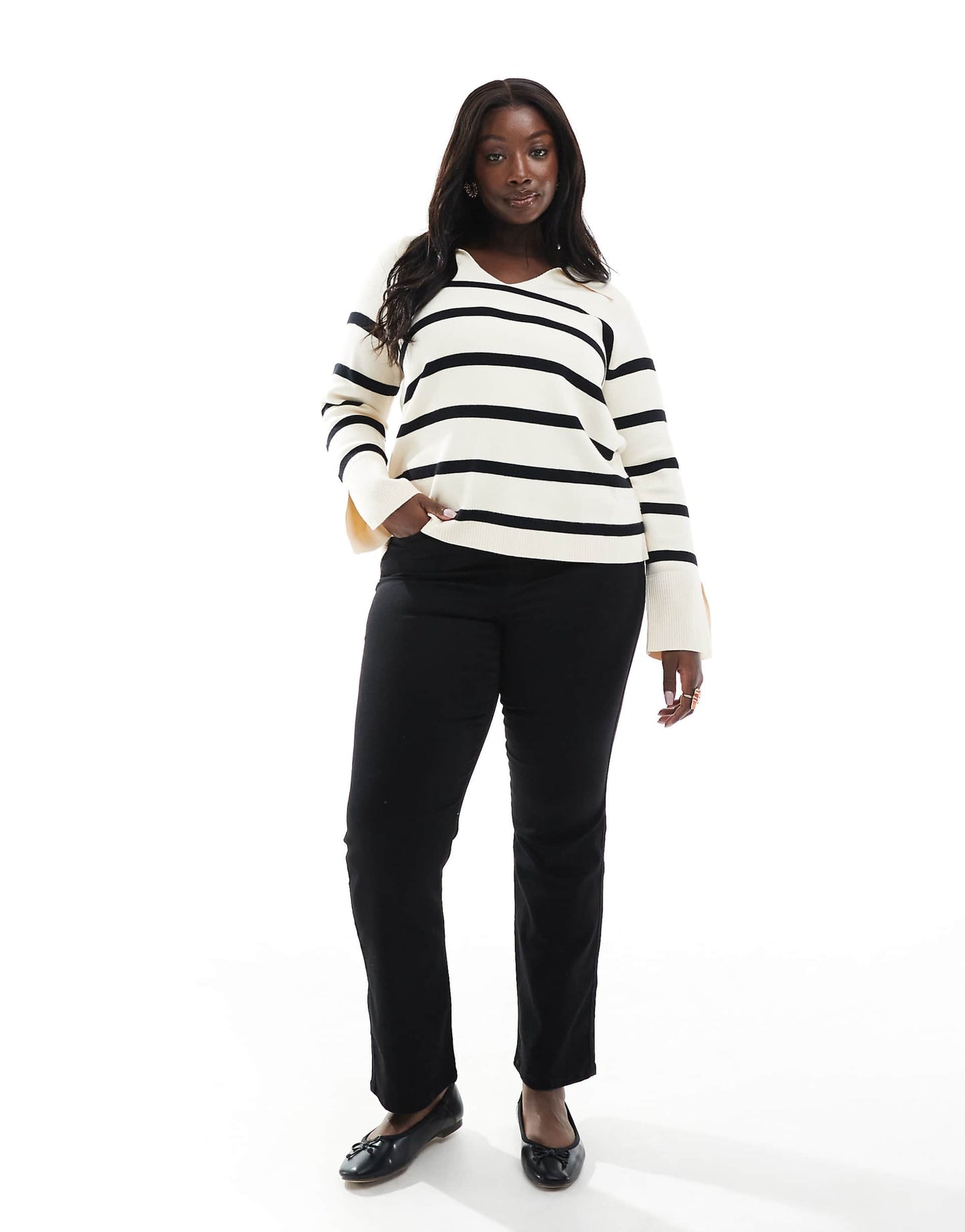 Curve Split Neck Knitted Jumper