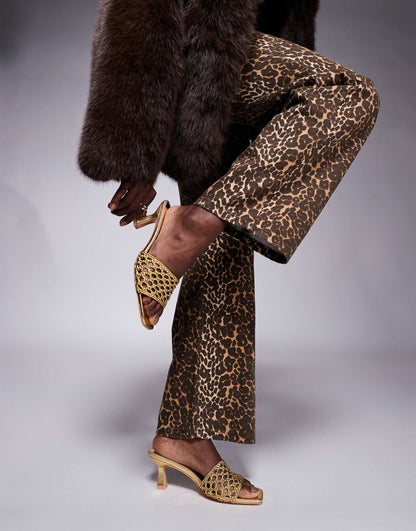 Maribelle Woven Kitten Heel Mule Sandals