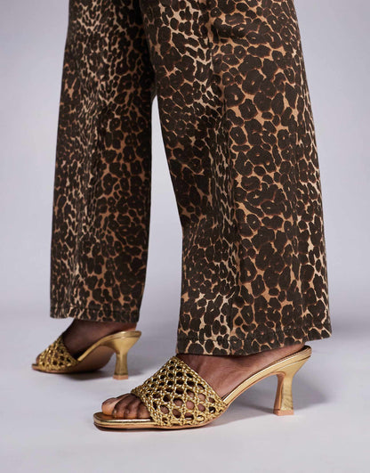 Maribelle Woven Kitten Heel Mule Sandals