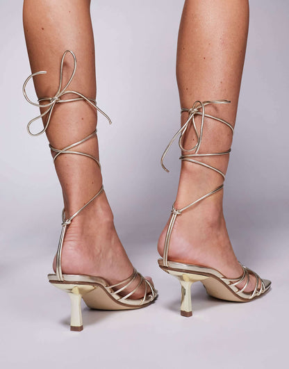 Nora Kitten Heel Tie Leg Sandals