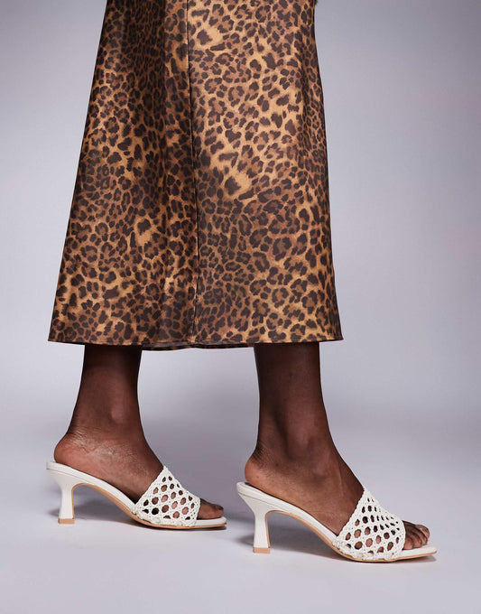 Maribelle Woven Kitten Heel Mule Sandals