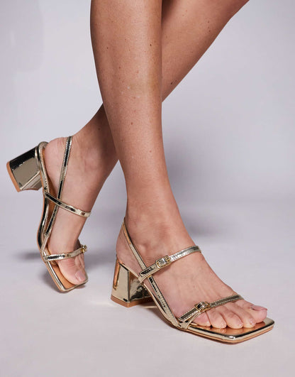 Wide Fit Logan Mid Block Heeled Sandals