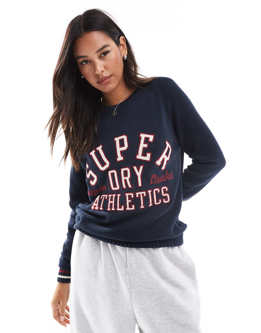 Slouchy Knitted Graphic Crew Jumper