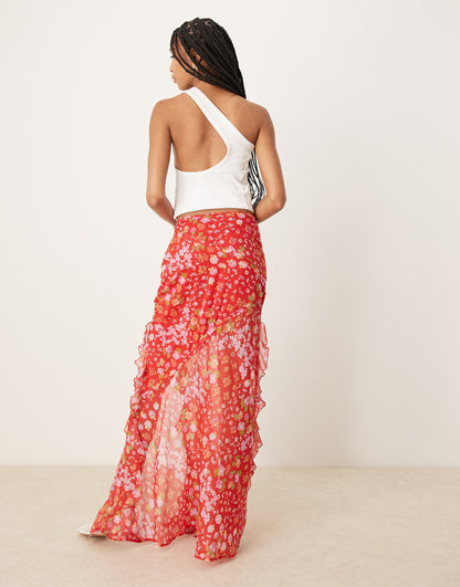 Tall Chiffon Ruffle Maxi Skirt