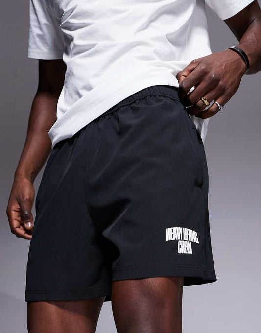 7 Inch Wide Leg Quick Dry Graphic Training Shorts With Towel Loop And Zip Pockets
