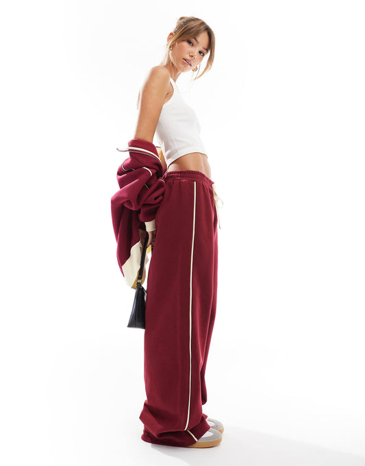 Contrast Side Stripe Wide Leg Jogger