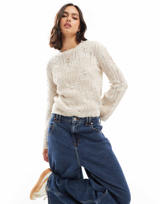 Cable Knit Angel Sleeve Jumper