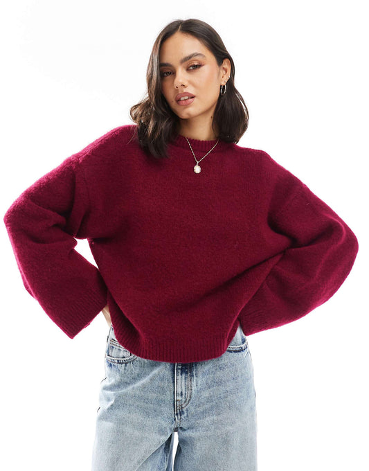 Fluffy Wide Sleeve Knitted Jumper