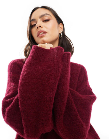 Fluffy Wide Sleeve Knitted Jumper