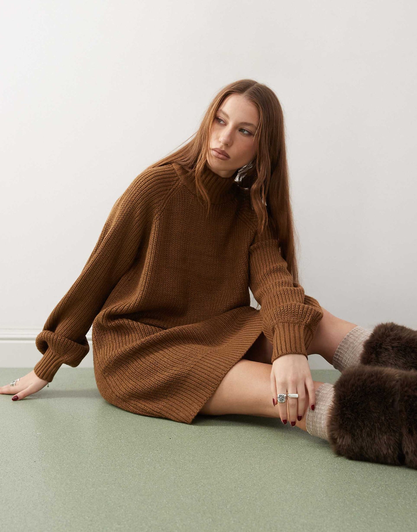 High Neck Knitted Mini Dress