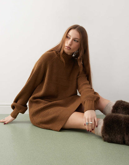 High Neck Knitted Mini Dress