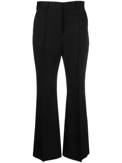 Flared Cropped Wool Trousers