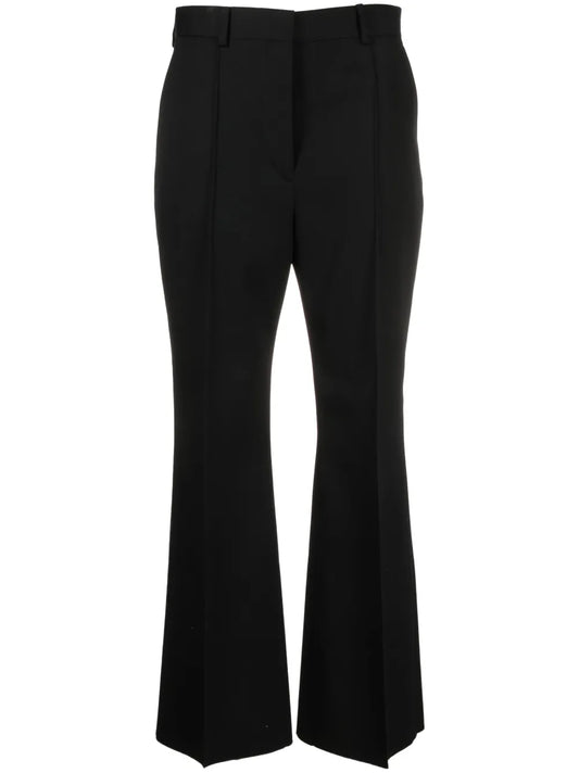 Flared Cropped Wool Trousers