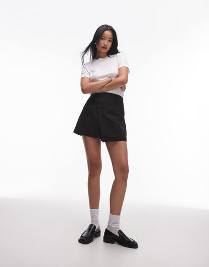 Wrap Tailored Mini Skirt
