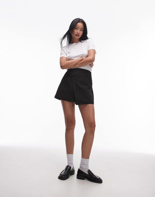 Wrap Tailored Mini Skirt