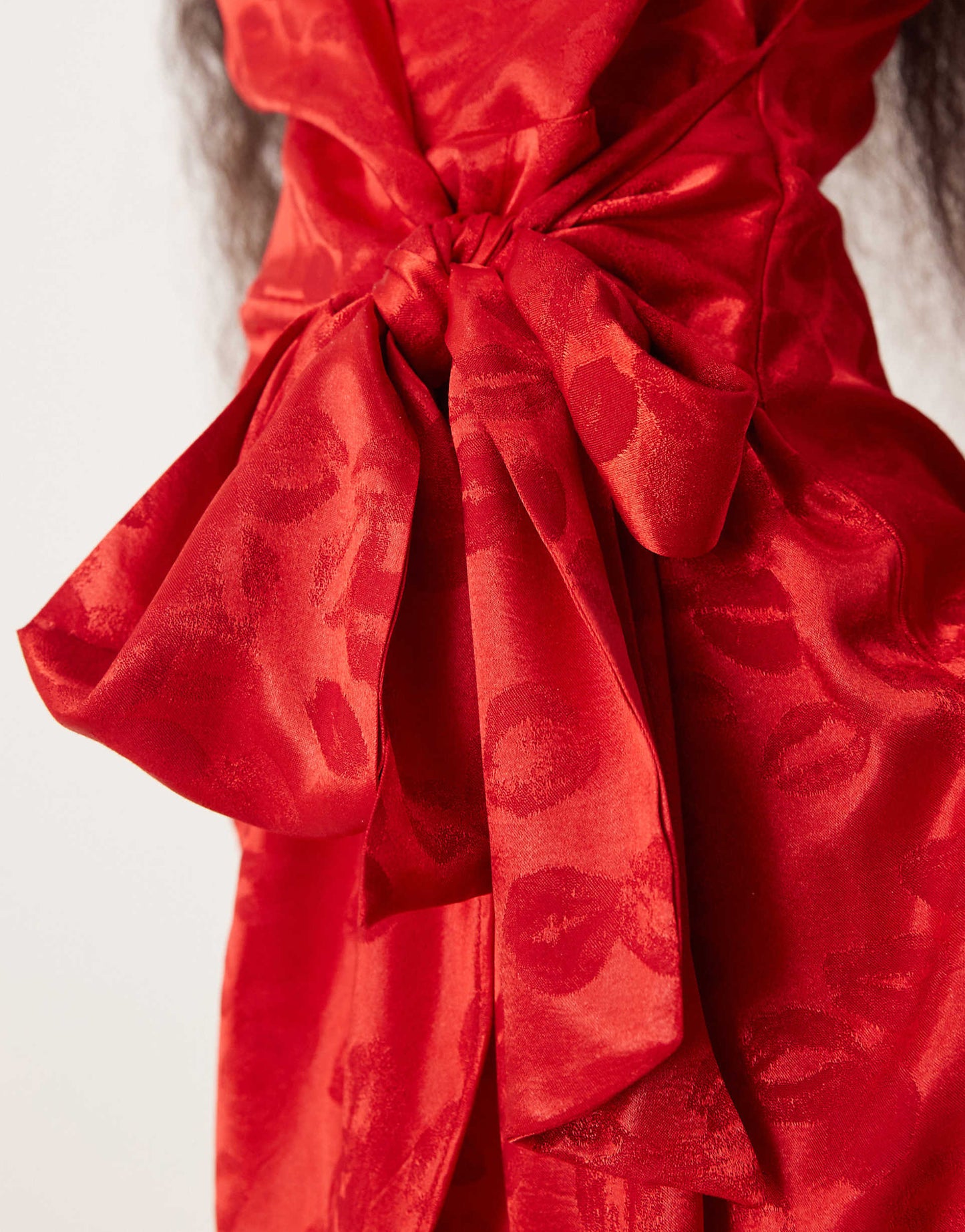 Petite Lip Embossed Satin Wrap Mini Dress