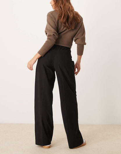 High Waisted Front Seam Pintuck Trouser