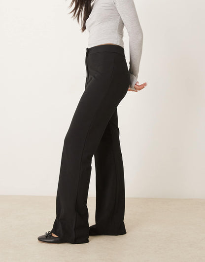 High Waisted Stretch Flare Trousers