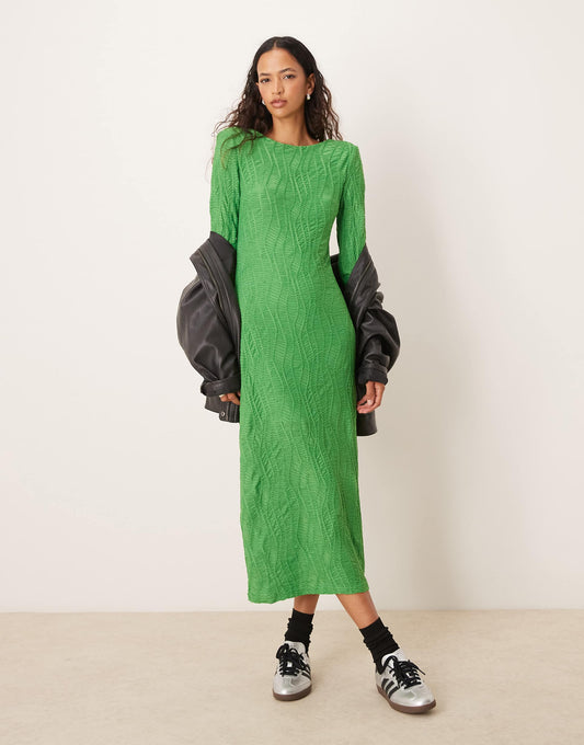 Long Sleeve Textured Maxi Dress