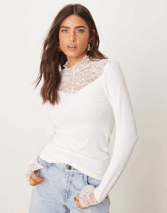 High Neck Lace Victoriana Style Top