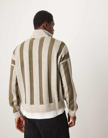 Knitted Oversized Boxy Dropped Shoulder Half Zip Jumper