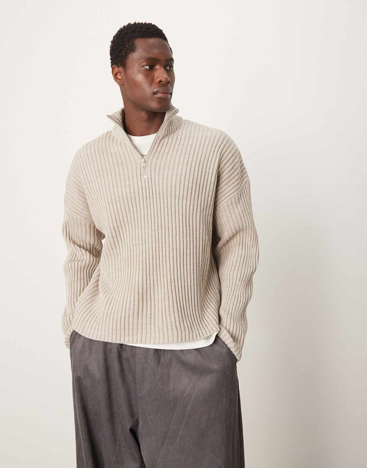 Knitted Oversized Boxy Half Zip Jumper
