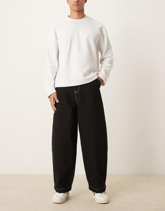 Baggy Balloon Jeans With Contrast Stitching