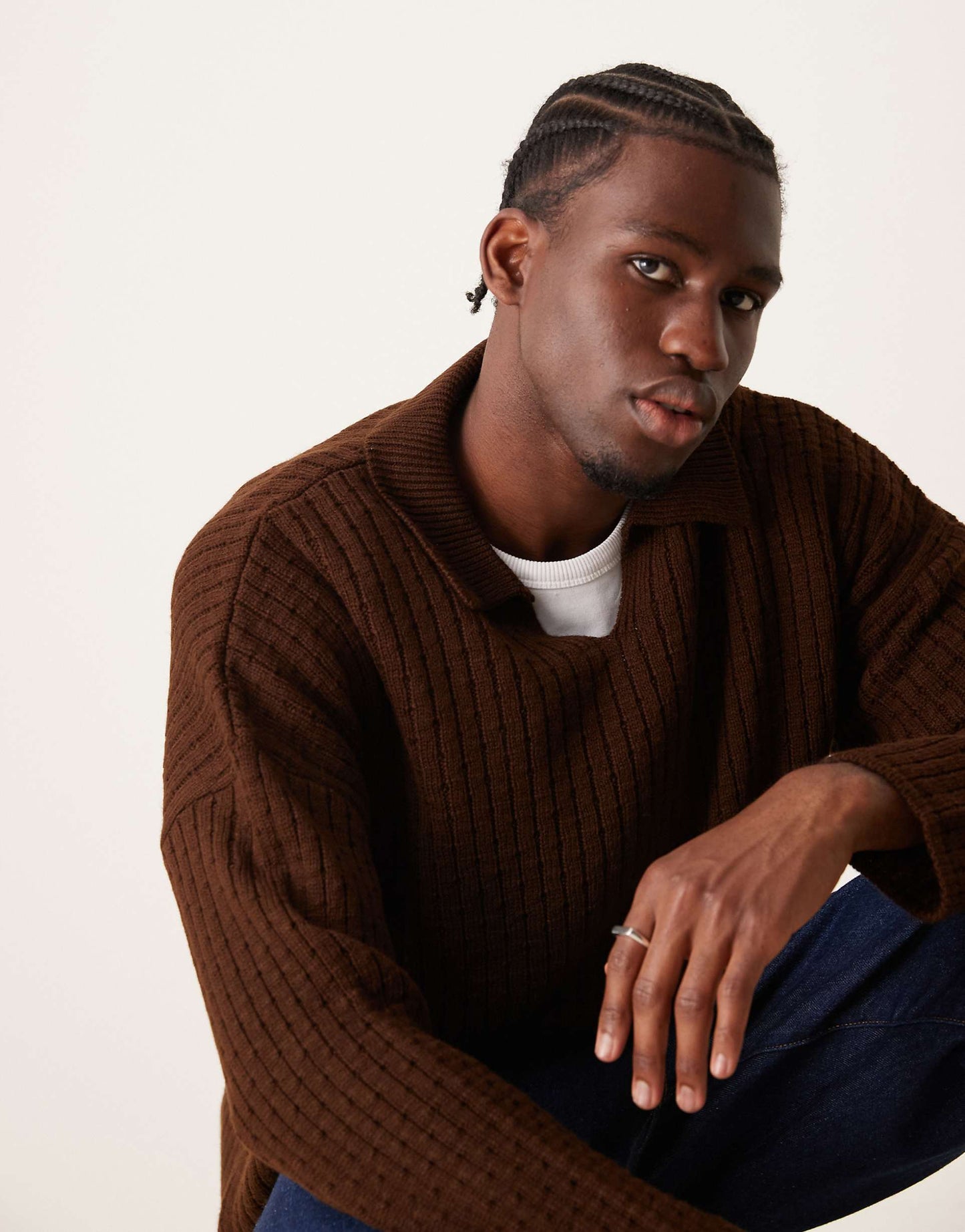 Knitted Oversized Boxy Jumper With Dropped Shoulder