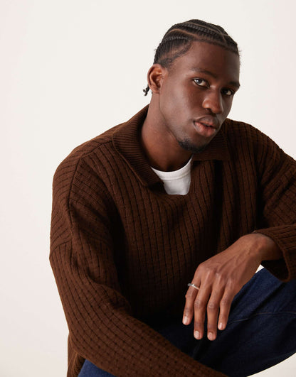 Knitted Oversized Boxy Jumper With Dropped Shoulder