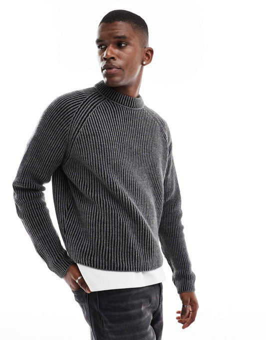 Knitted Oversized Cropped Plated Rib Jumper